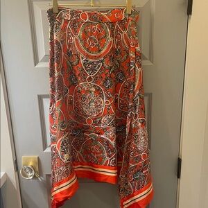 Elegant Paisley Print Skirt - Orange